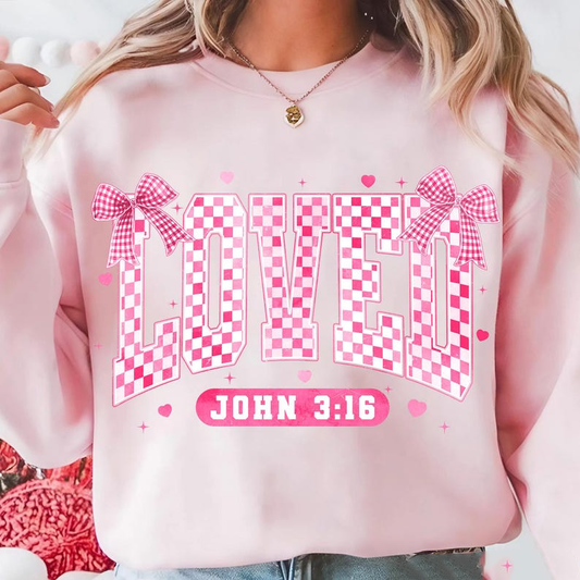 Checkered Loved John 316 Shirt Retro Christian Valentine Loved Shirt Faith Bible Verse Valentine Shirt Design Pink Xoxo Love Shirt 1766560992287.png