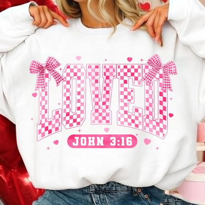 Checkered Loved John 316 Shirt Retro Christian Valentine Loved Shirt Faith Bible Verse Valentine Shirt Design Pink Xoxo Love Shirt 1766560992983.png