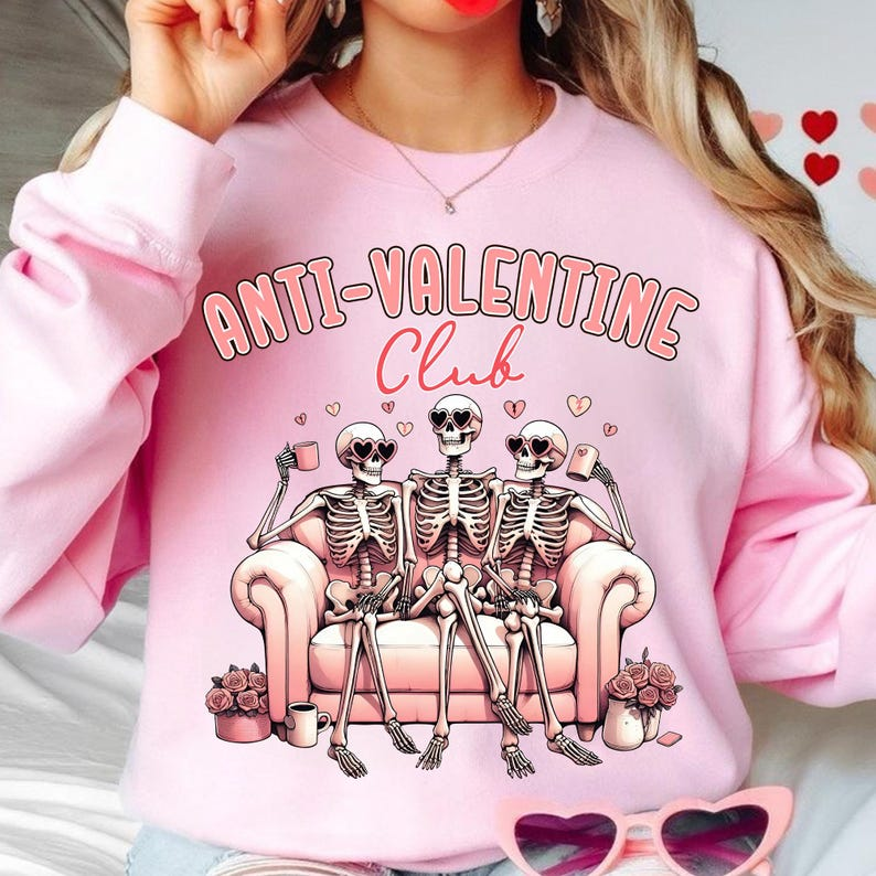 Anti Valentine Club Shirt Funny Valentines Shirt Valentines Day Valentine Friends Shirt Shirt Single Girls Shirt Retro Skeleton Shirt 1766562725974.png
