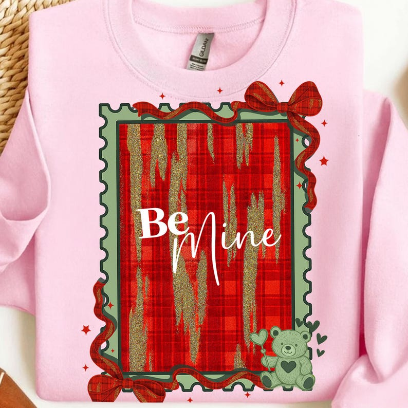 Preppy Be Mine Postage Stamp Valentines Shirt Valentine Day Teddy Bear Coquette Bow Shirt 1766631002241.png