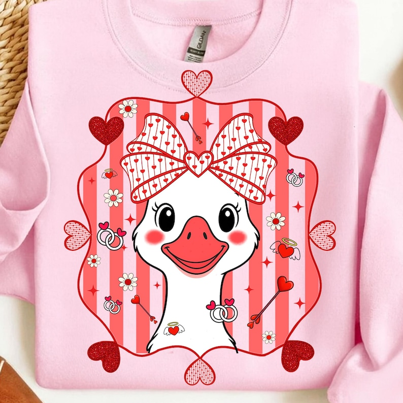 Preppy Valentines Goose Shirt Valentine Love Coquette Goose Tshirt  Cute Lovely Goose Sublimation Shirt 1767063801134.png