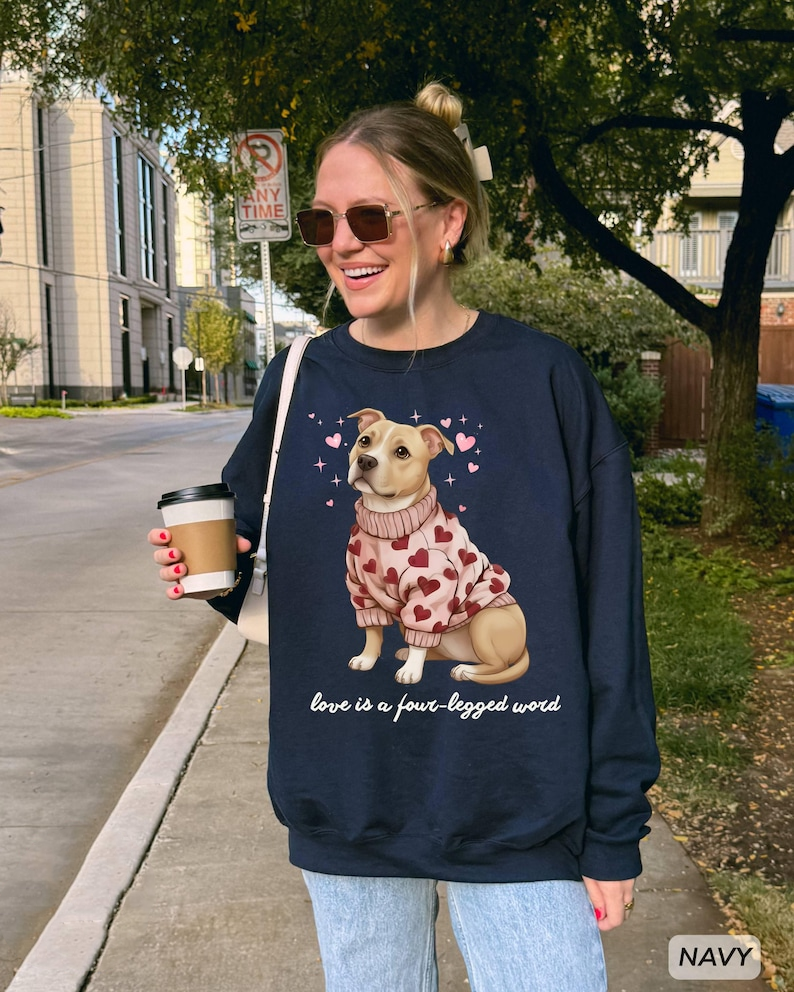Pitbull Valentine Sweatshirt Love Is A Four Legged Word Pittie Mom Valentines Day Crewneck Sweater 1767671033931.png