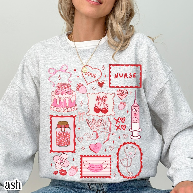 Nurse Valentines Day Sweatshirt Rn Heart Sweater Cute Pink Vday Registered Nurse Crewneck Pediatric Love Pullover For Hospital Staff 1767671236481.png