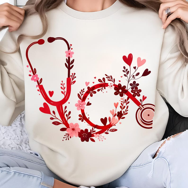 Floral Nurse Stethoscope Valentine Shirt Valentines Day Nursing Sublimation Tshirt 1767775968481.png