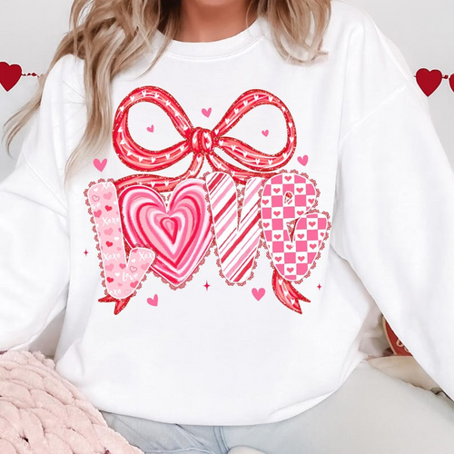 Valentines Day Love Shirt With Bow And Hearts Preppy Coquette Sublimation Shirt Pink Romantic Aesthetic Digital Clipart For Shirts 1767857149435.png