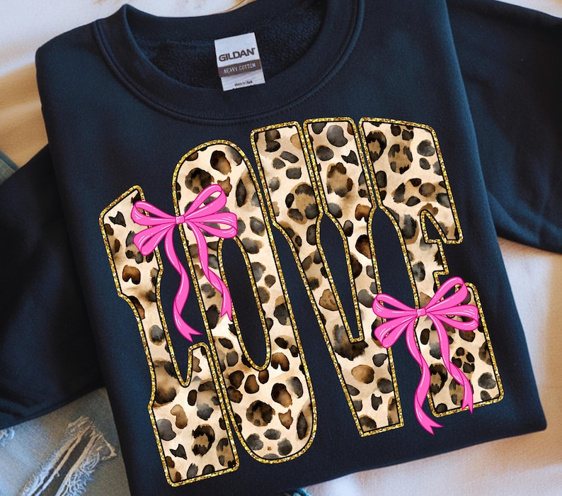 Love Shirt Leopard Print Bow Shirt With Preppy Letters  Coquette Valentine Shirt 1767932280022.png