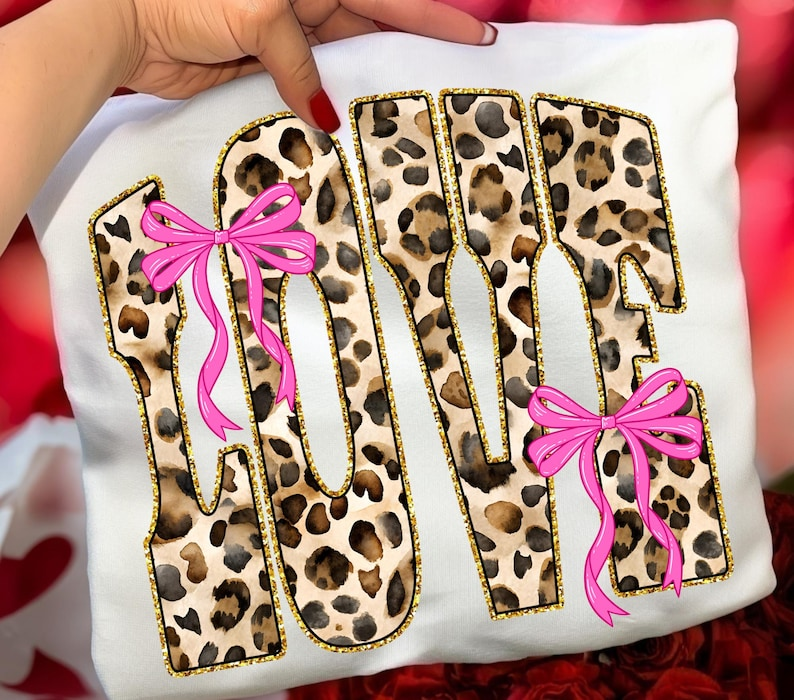 Love Shirt Leopard Print Bow Shirt With Preppy Letters  Coquette Valentine Shirt 1767932280362.png