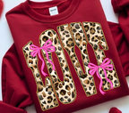 Love Shirt Leopard Print Bow Shirt With Preppy Letters  Coquette Valentine Shirt 1767932280389.png