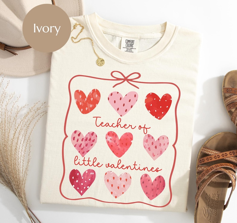 Comfort Colors Valentines Day Teacher Shirt Teaching Little Valentines Cute Strawberry Candy Hearts School Coquette Sweethearts Y2k Gift 1768011191836.png