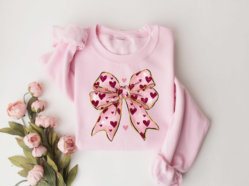 Coquette Valentines Day Heart Bow Sweatshirt Retro Valentine Shirt Valentines Day Bow Shirt Coquette Bow T Shirt Bow Valentine Gifts 1768013428693.png