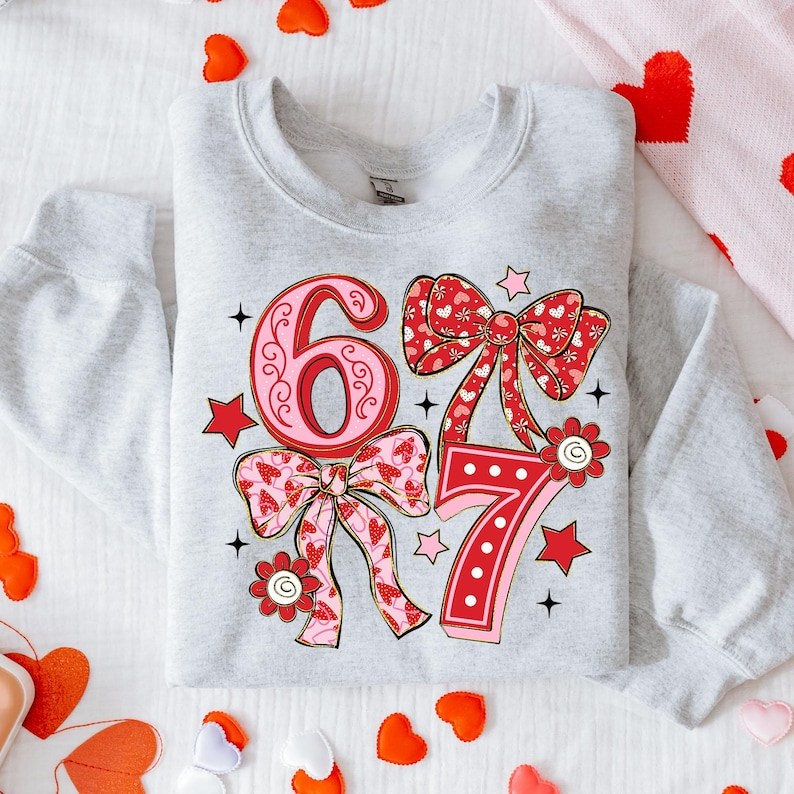 Funny Six Seven Valentine Coquette Bow Shirt 67 Viral Internet Joke Shirt Preppy Heart Bow Shirt 1768014197606.png