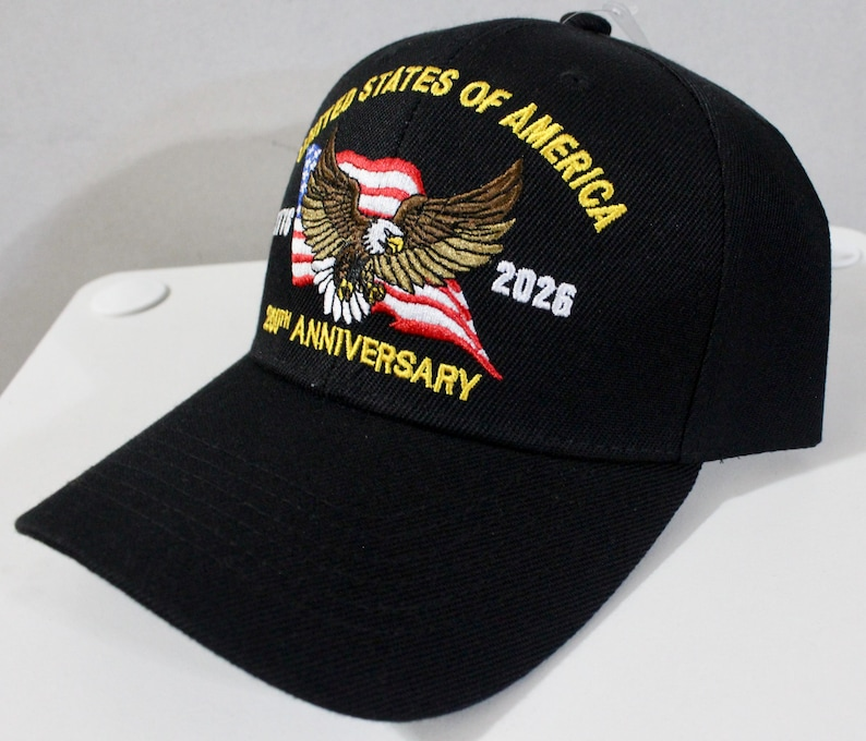 United States Of America 250th Anniversary Baseball Hat American Flag Hat Adjustable Black Hat 1776 2026 Hat 1768202130705.png