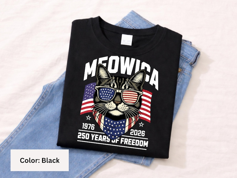 Patriotic Cat Shirt 250th America Anniversary 250 Years Of Freedom 4th Of July Gift For Cat Lovers American Independence Day Cat Mom Tshirt 1768536257294.png