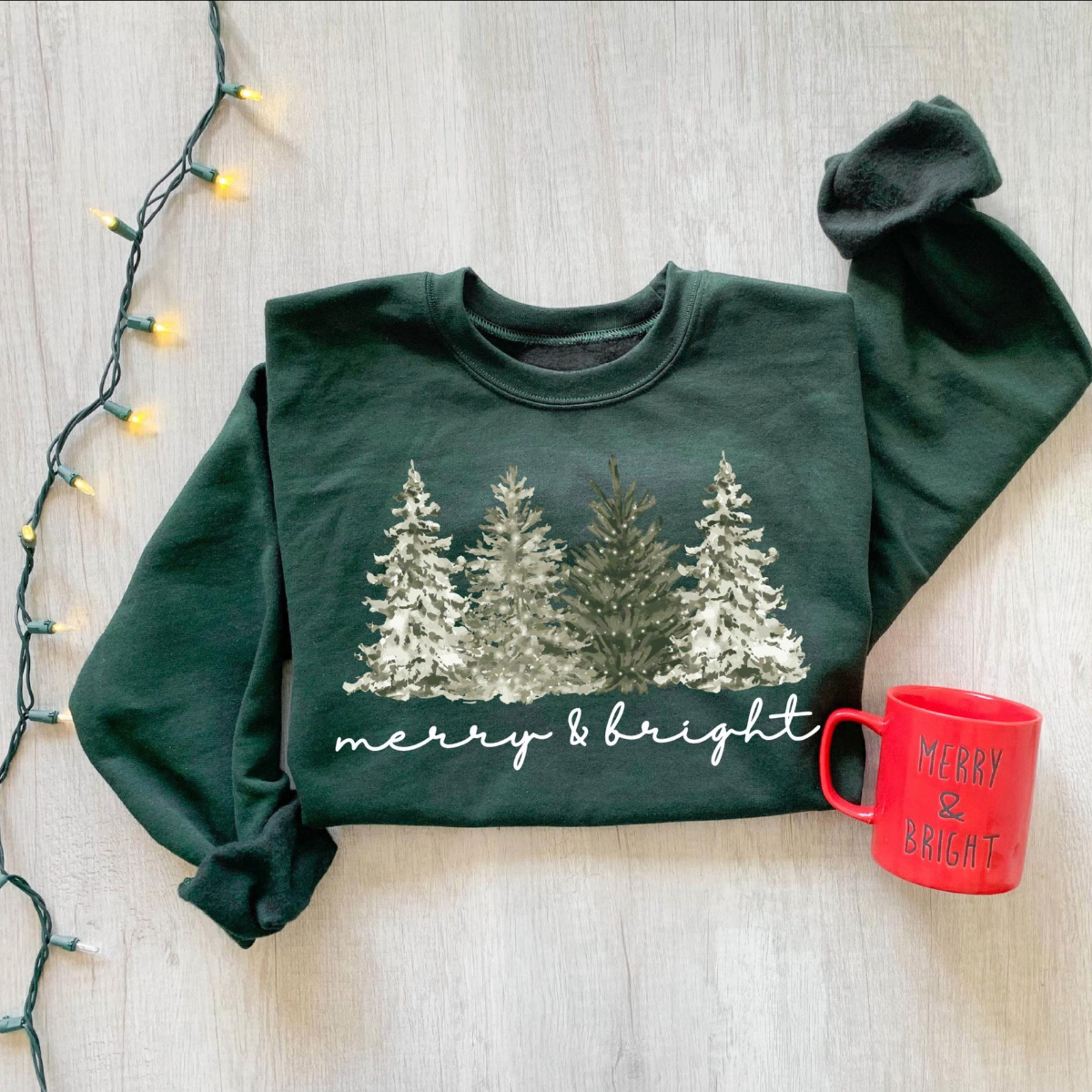 Merry& Bright Christmas Tree Sweatshirt, Womens Festive Holiday Sweater, Cute Family Xmas Gift 1777a220-7db6-4315-855a-2c3c6d39e747-6.png