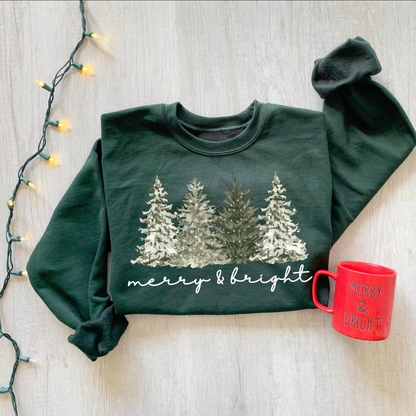 Merry& Bright Christmas Tree Sweatshirt, Womens Festive Holiday Sweater, Cute Family Xmas Gift 1777a220-7db6-4315-855a-2c3c6d39e747-6.png