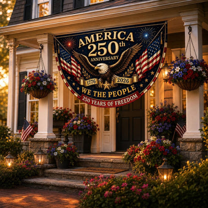 Usa 250th Anniversary Patriotic Bunting Banner America 1776 2026 Semicircle Fence Flag Christian Freedom Porch Decor Fourth Of July Decor 1780909148268.jpg