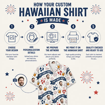 Simple Man Face Pattern Hawaiian Shirt - How it is made