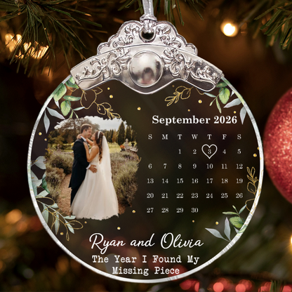 Custom Photo Calendar Married Engaged Wedding Gift - Personalized Glass Ornament With Silver Cap 1791213c-7f2a-4359-a00b-577a7a6be473-banner1.png
