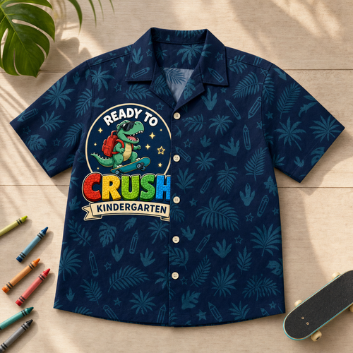 Ready to Crush Kindergarten Dino – Kids Hawaiian AOP - Hawaiian Kids Shirt - AOP 18531c11-51e7-4922-bd2f-4418871fca79.png