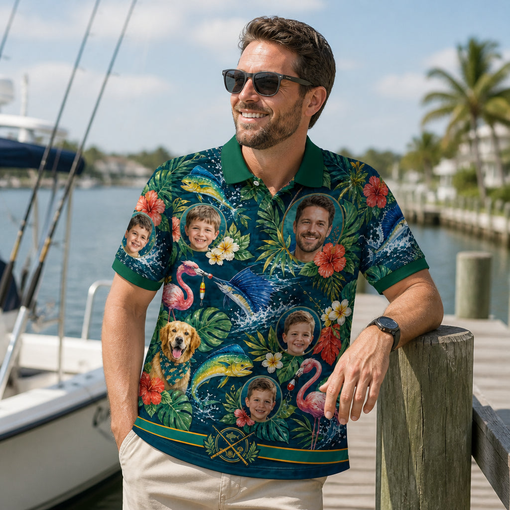 Fishing Dad Tropical Family Polo - How to customize