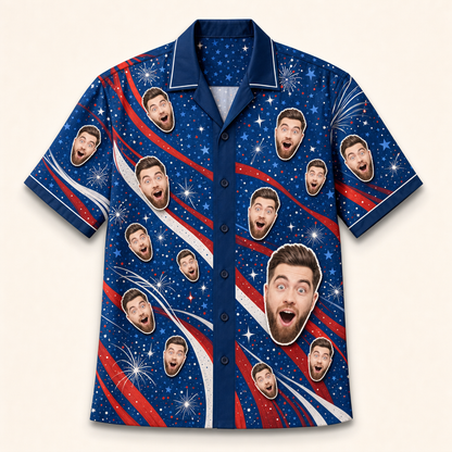Patriotic Face Pattern Hawaiian Shirt - Hero