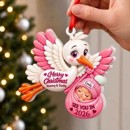 Stork Carrying Baby  - Personalized Real 3D Raised Ornament 190dc79d-ea9a-422f-a31f-c31351957db8-2-1-.png