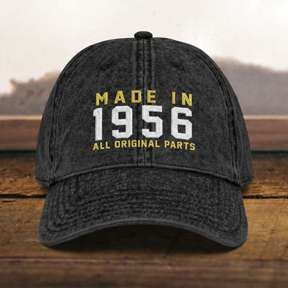 70th Birthday Gift, Vintage Embroidered Hat for 70th Birthday, Born In 1956 Cap 1956_baseball_cap.png