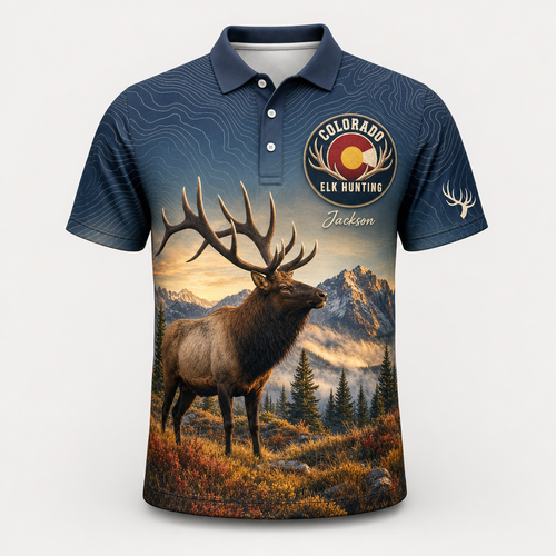 Colorado Elk Hunting AOP Polo – Personalized Name - Personalized Polo shirt - All over printed 198d7531-2330-4e7b-972e-43cdfc6272b7.png
