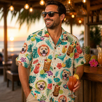 Custom Tiki Cocktails Pet Face Hawaiian Shirt - Lifestyle 2