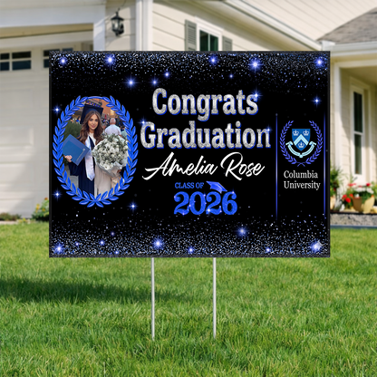 Glitter 26 Graduation Yard Sign Class of 2026 Lawn Sign