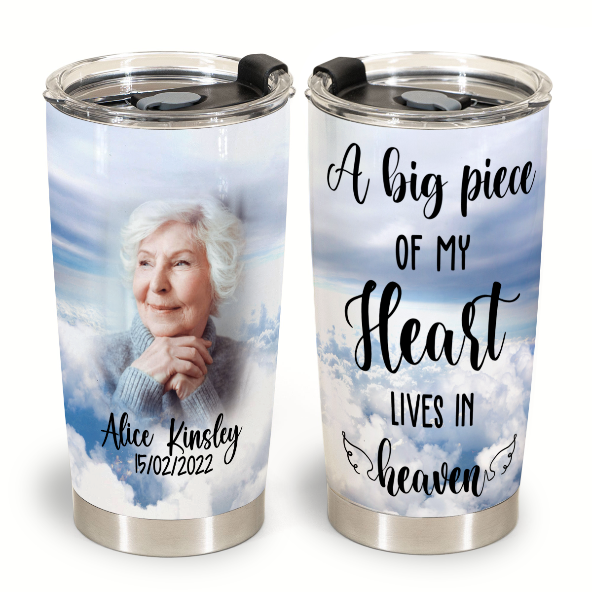 Memorial Photo Gifts - A Big Piece Of My Heart Lives In Heaven - Personalized Stainless Steel Tumbler 1_044d9acf-ef7b-435b-ab3f-1565c5b6e36a.png