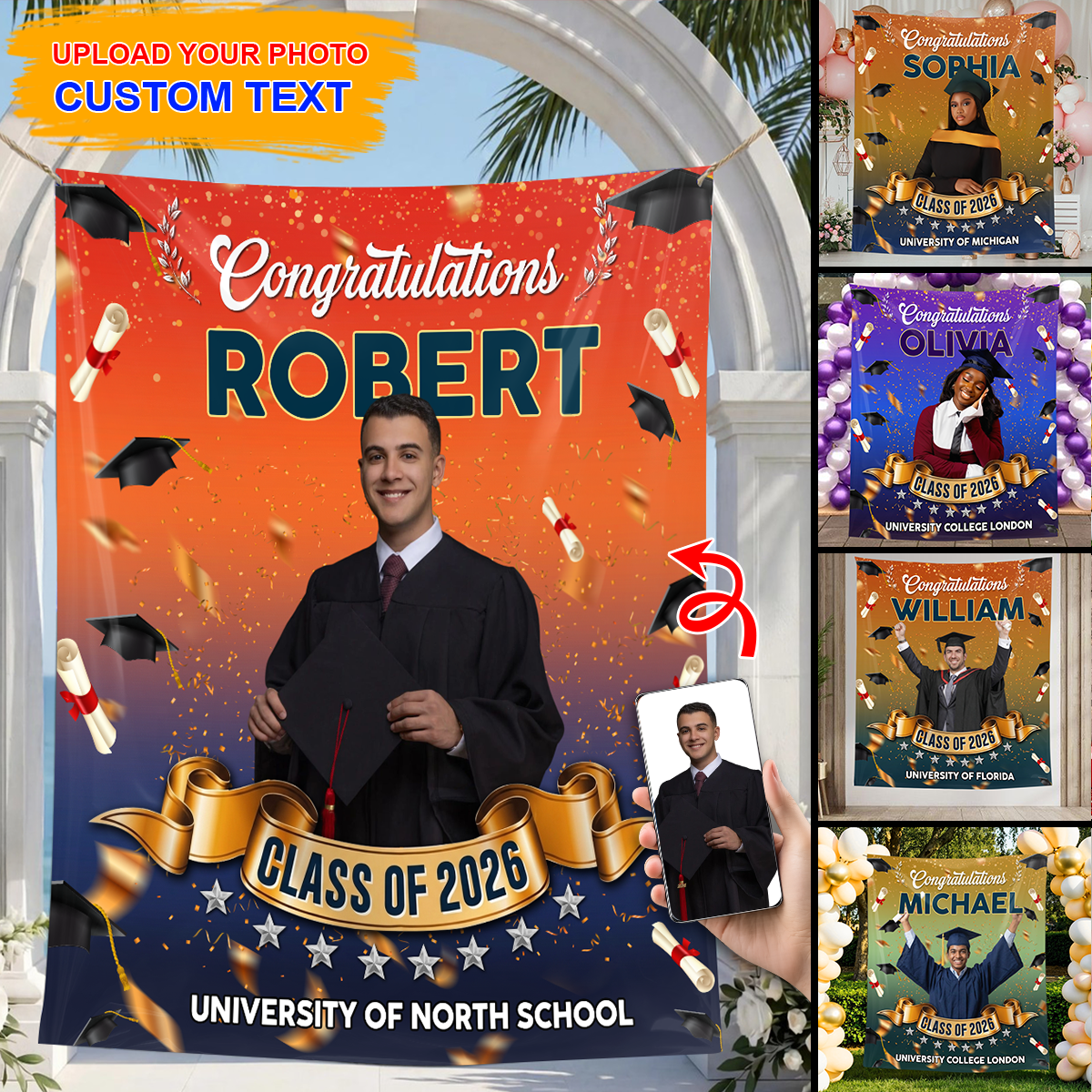 Grad Custom Photo - Personalized Graduation Backdrop