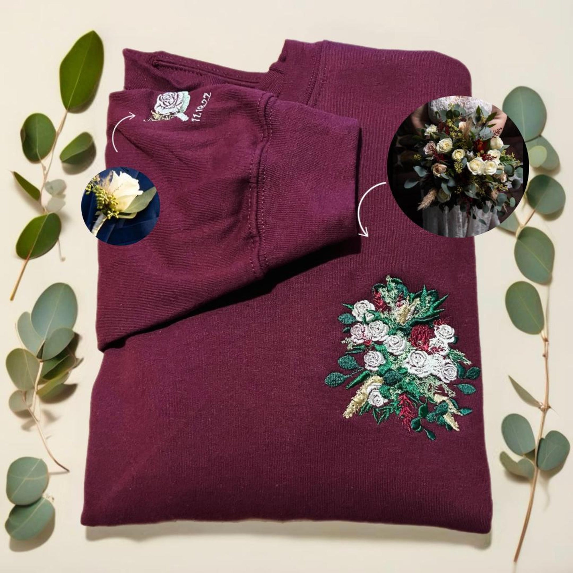 Custom Bridal Bouquet and Boutonniere Sweatshirt, Wedding Date Embroidered Crewneck 1_0bab71f1-52d0-41e2-9d64-4bae45b3e5da.jpg?v=1743402784