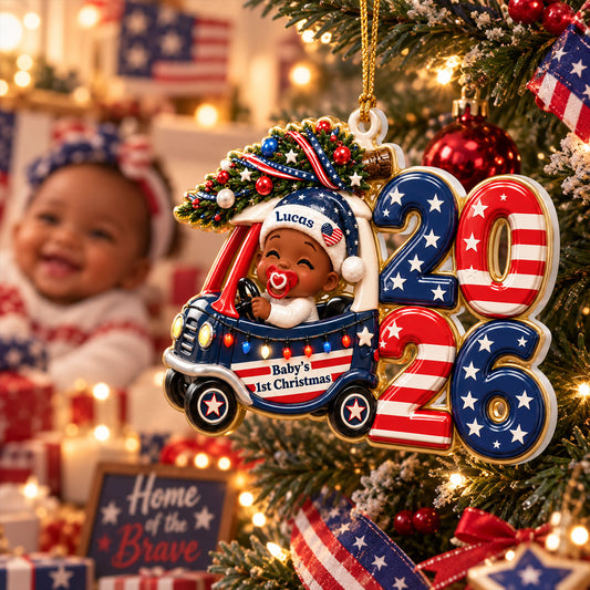 Baby’s First Christmas Car Christmas Love 2026 - Real 3D Raised Ornament