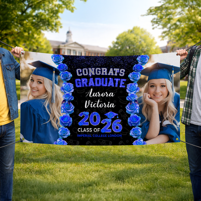 Congratulations Rose Photo Banner, Class of 2026 Banner