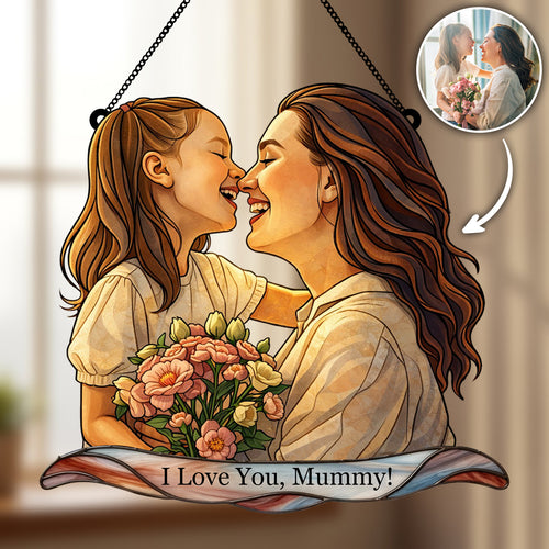 Personalized Family Portrait - Stained Glass Suncatcher for Mom on Mother's Day