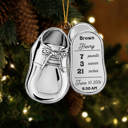 Baby Shoes Acrylic Ornament - Personalized Newborn Gifts