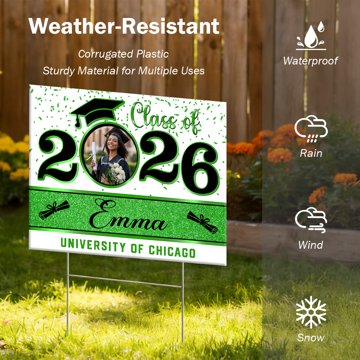 Class Of 2026 Glitter Yard Sign - Personalized Lawn Sign