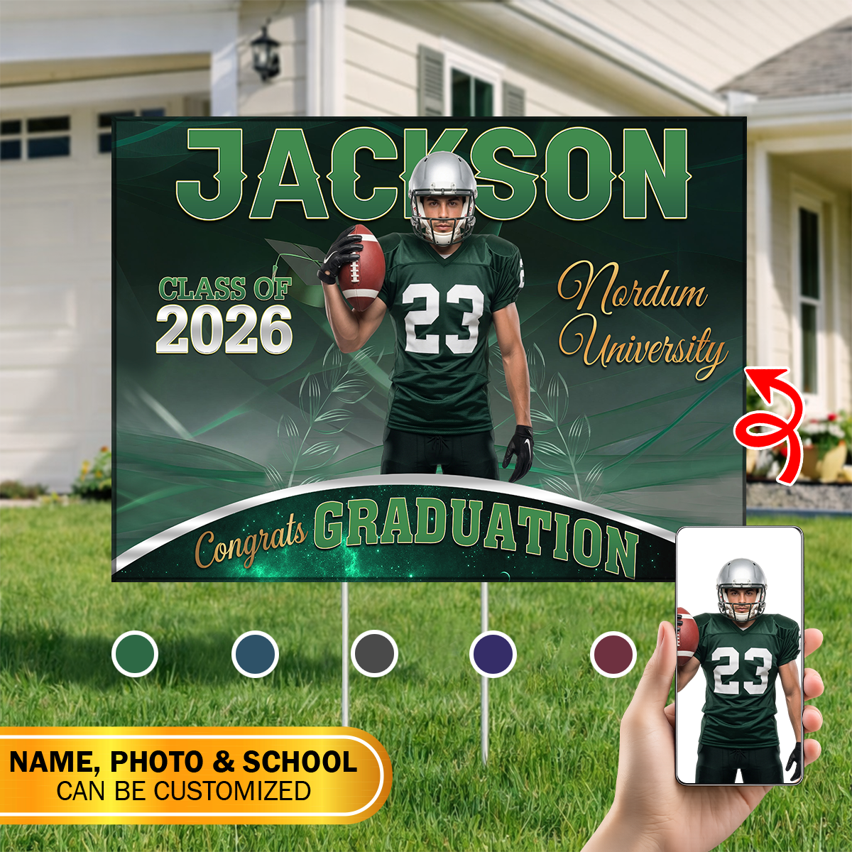 School Name Graduation Yard Sign Class of 2026 Lawn Sign