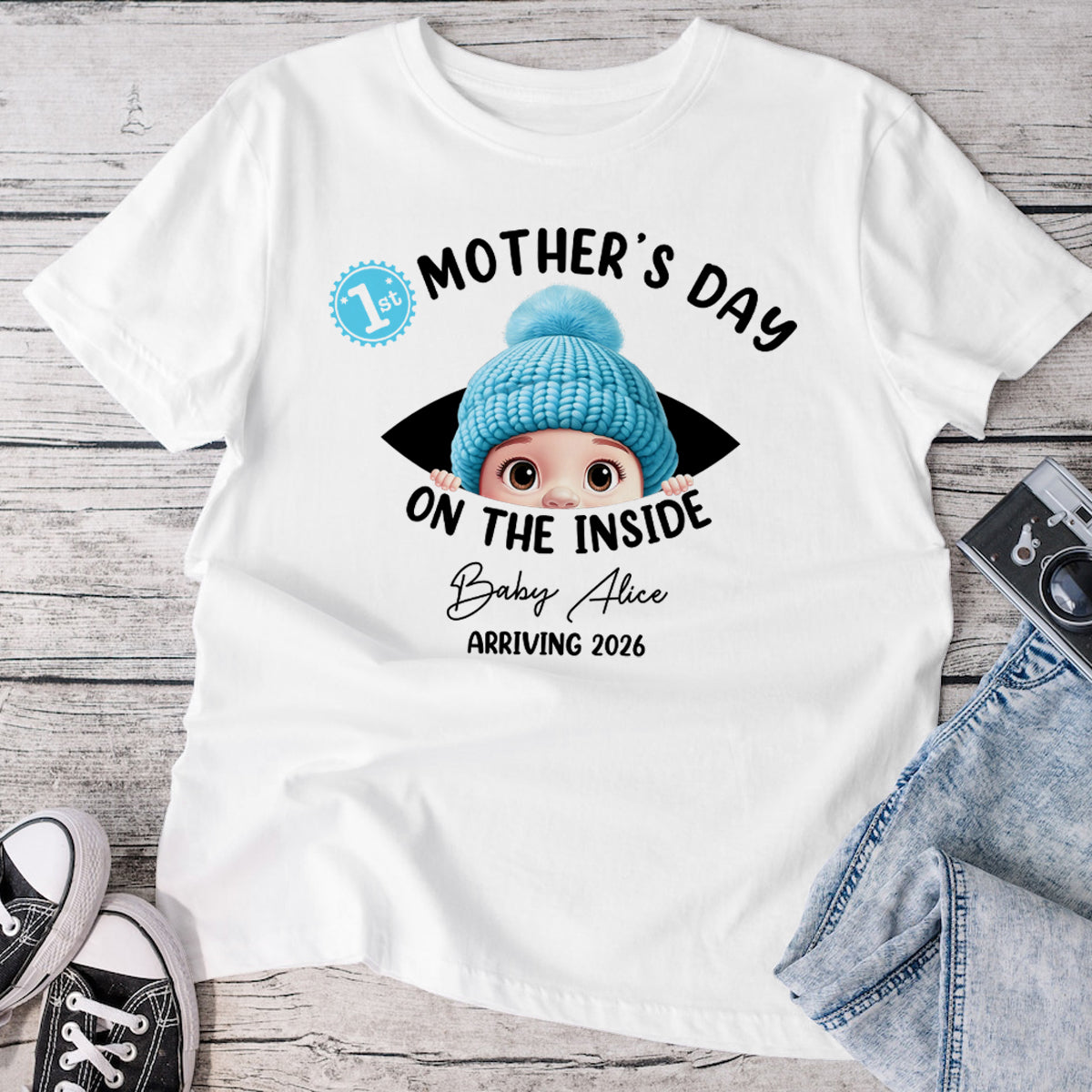 Baby First Year On The Inside With Mom - Personalized T Shirt