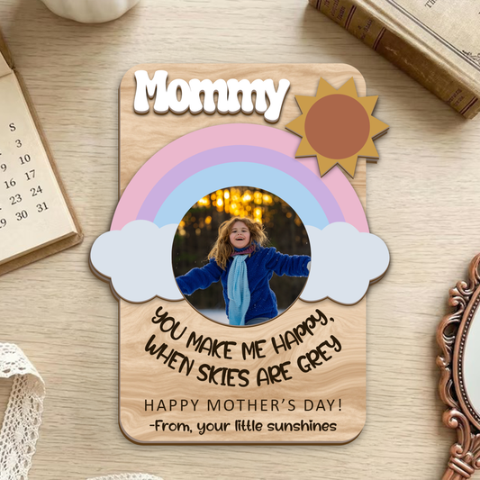 Mother's Day Fridge Photo Magnet - Wood Custom Shape Magnets 2 Layers