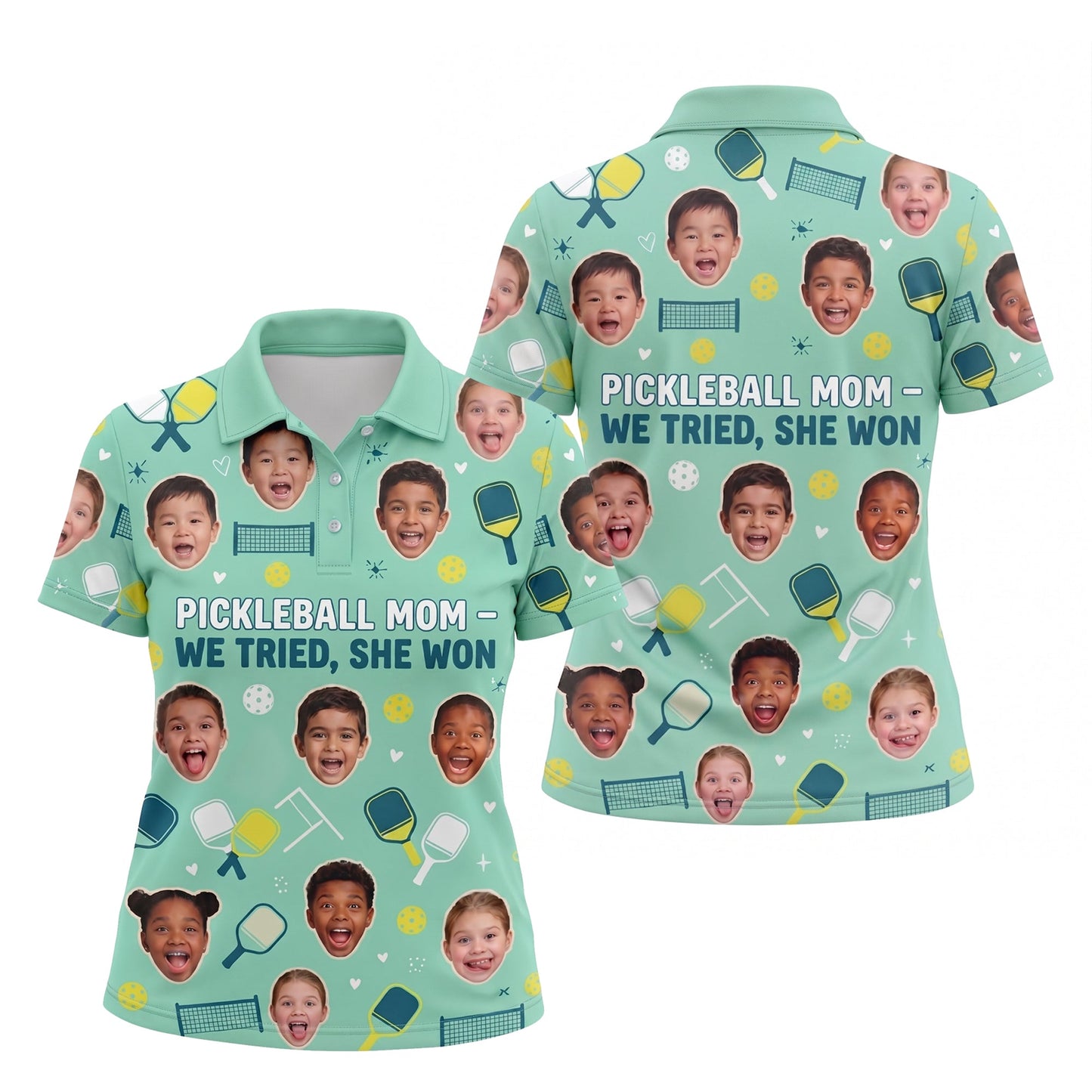 Pickleball Mom We Tried She Won Custom Face Womens Polo