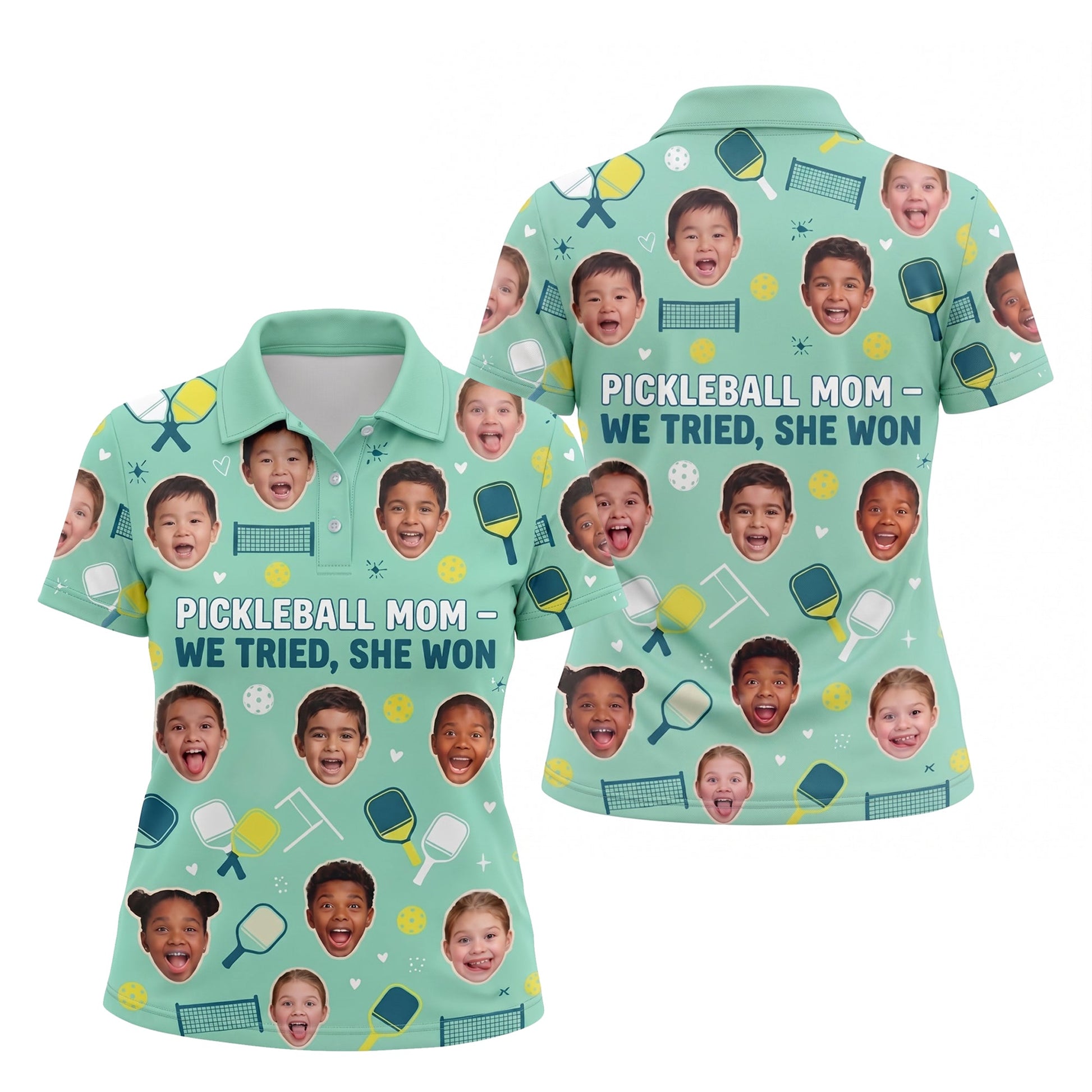 Pickleball Mom We Tried She Won Custom Face Womens Polo