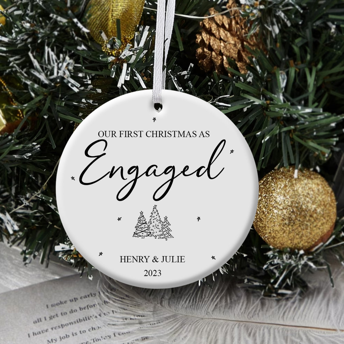 1st Christmas Engaged Christmas Cone Trees - Personalized Ornament - Christmas Gift 1_2458ecd8-3180-450e-8a23-f52cd2e4be83.jpg