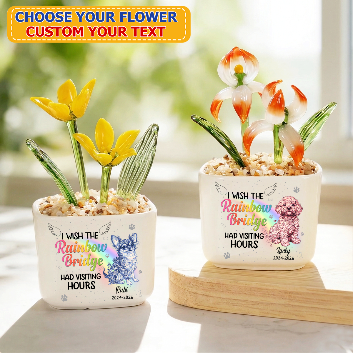 Piece Of My Heart Personalized Glass Everlasting Flowers