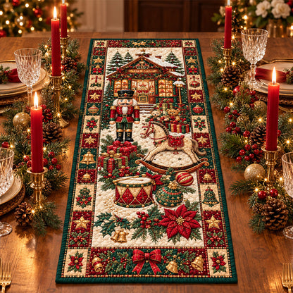 Christmas Quilted Table Runner, Holiday Winter Dining Table Decor