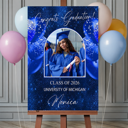 Custom Class Of 2026 Disco - Graduation Party Welcome Sign Custom Photo Party Sign