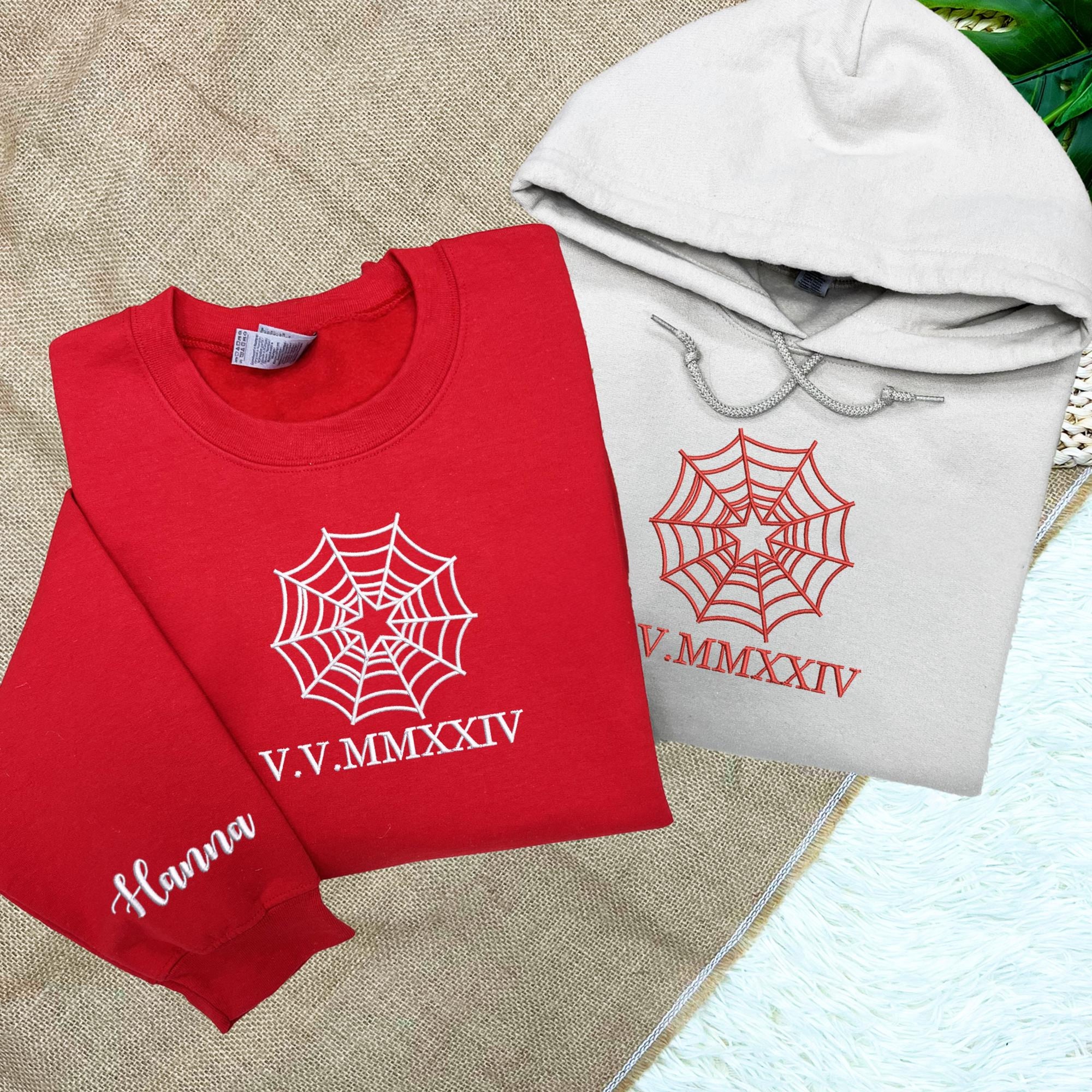 Spiderweb Embroidered Shirt, Spiderweb Star Couple Shirt, Roman Numeral Shirt Embroidered Couple Matching Shirt, Matching Couple Shirt 1_2f81c75c-bb78-4e0b-a1e2-6346f73d166c.jpg