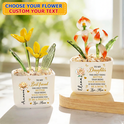 Being Your Mother Personalized Glass Everlasting Flowers