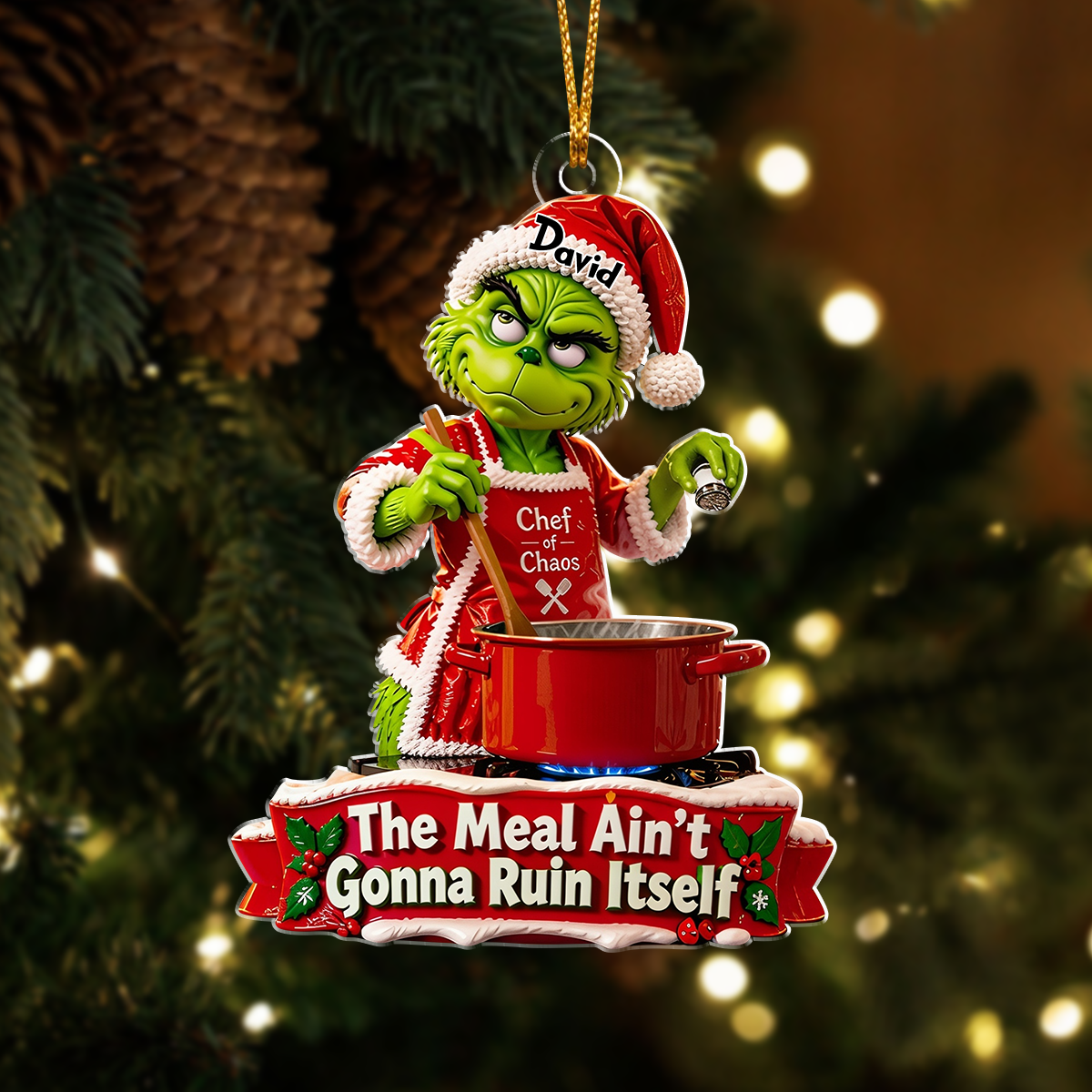Christmas Decor, Green Monster - Personalized Stole Christmas Acrylic Ornament